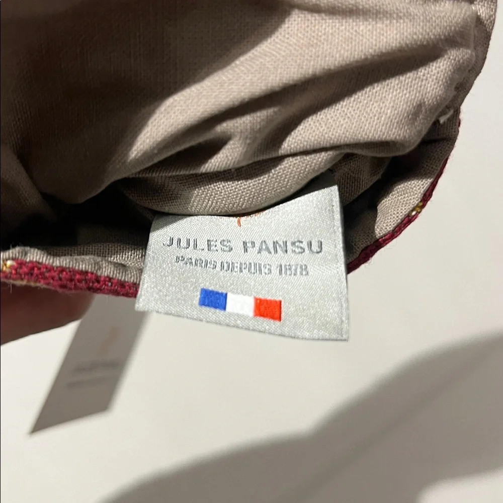 Jules Pansu Made in France Fleur De Lis Paris Cotton Pouch Red Gold NEW!